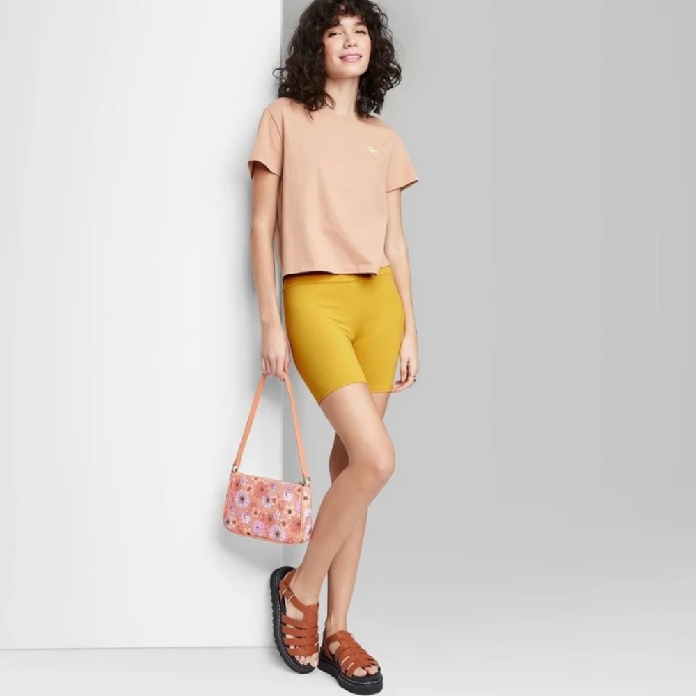 Wild Fable Stretchy Knit Bike Shorts Size Medium Mustard Yellow NWT